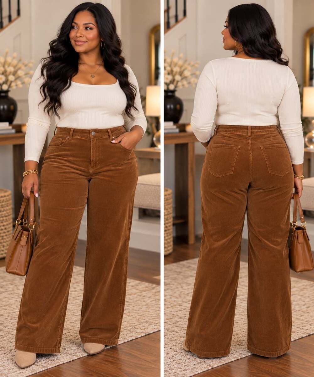 90s Vintage Straight Corduroy Pants Brown High Rise Fall Academia
